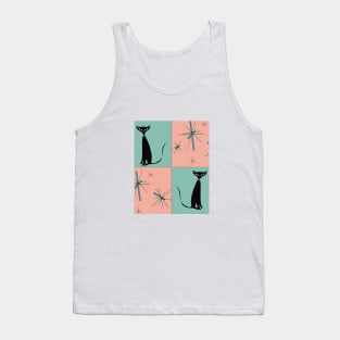 North Star Kitty Cat in Pink and Turquoise Tank Top